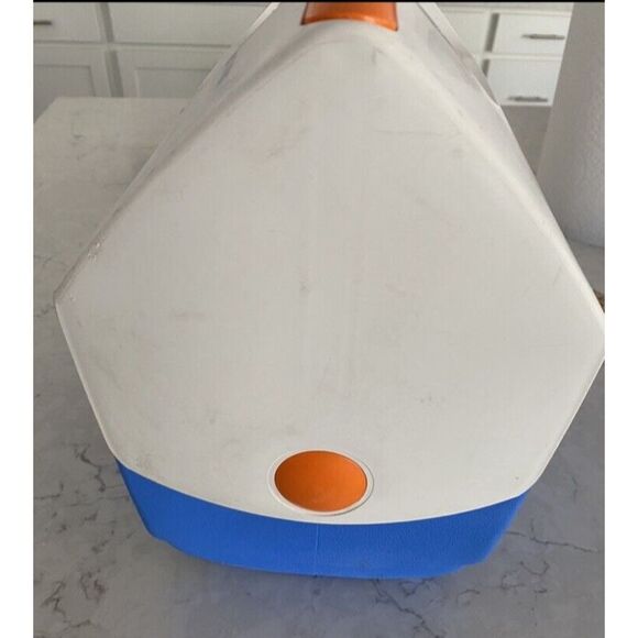 Little Playmate Elite Igloo Orange with Blue Lunch Cooler Easy Open Button - Picture 2 of 6